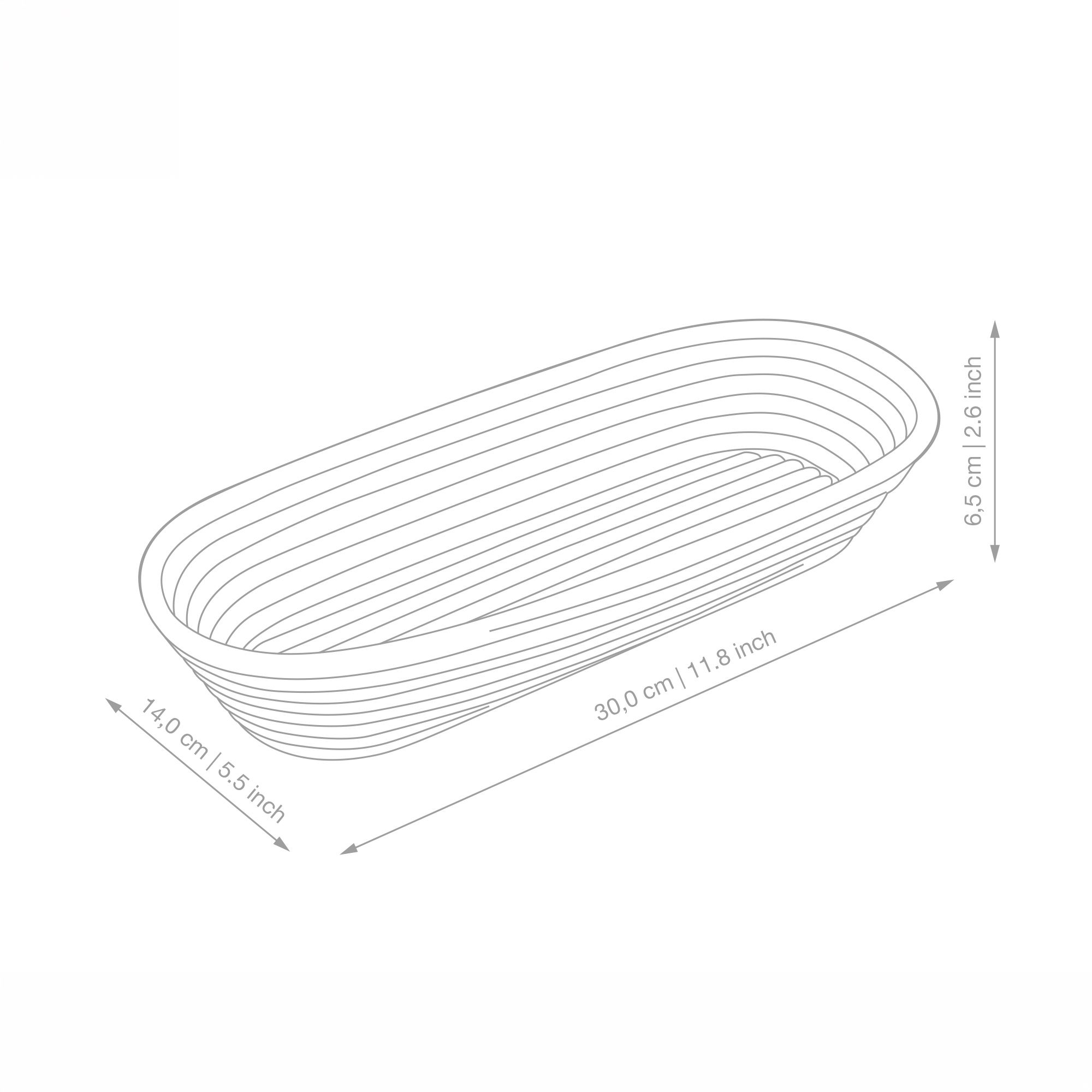 Proofing Basket elongated with liner - PADEIRO - 30 cm | Culinaris