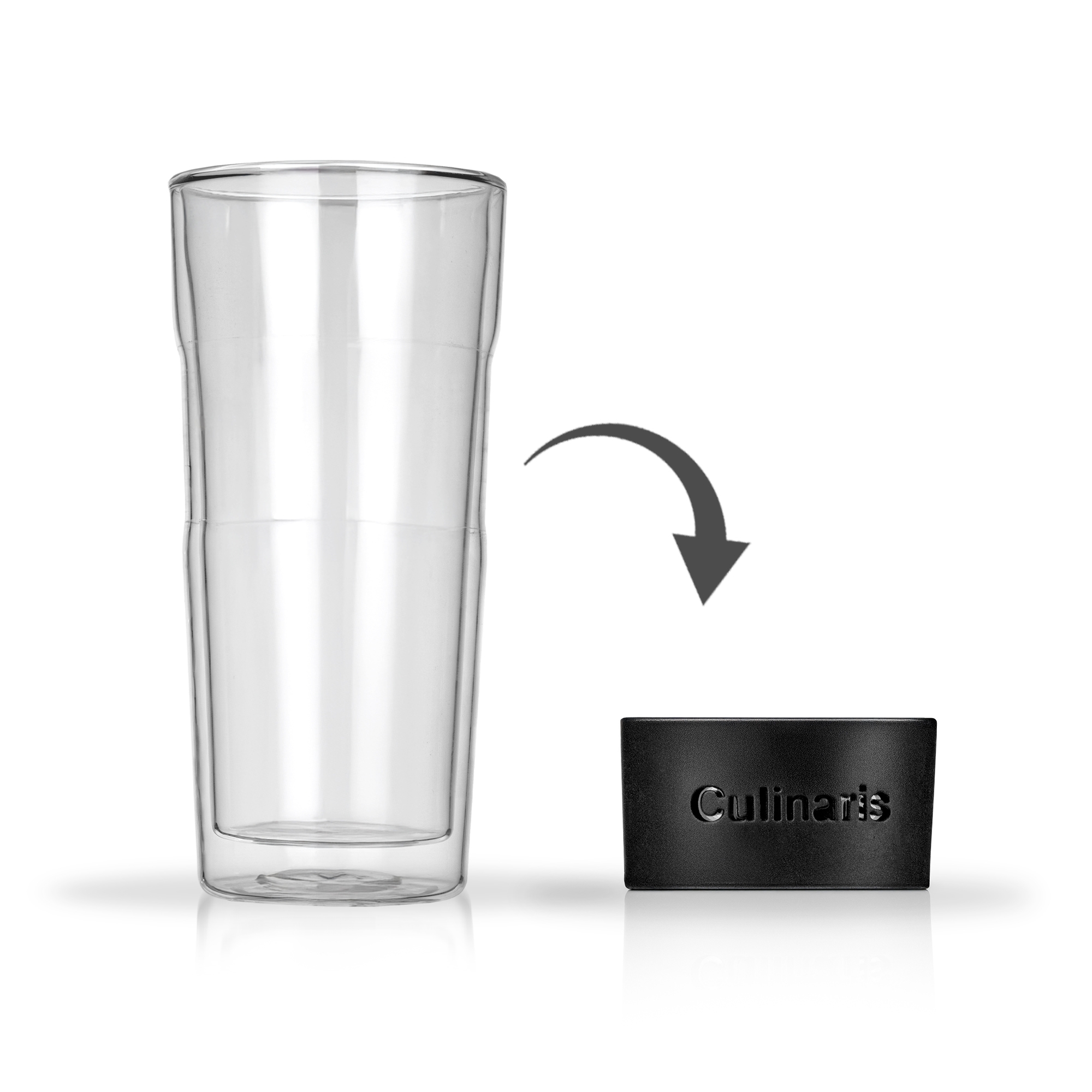 Glass mug - portare - 420 ml - black | Culinaris
