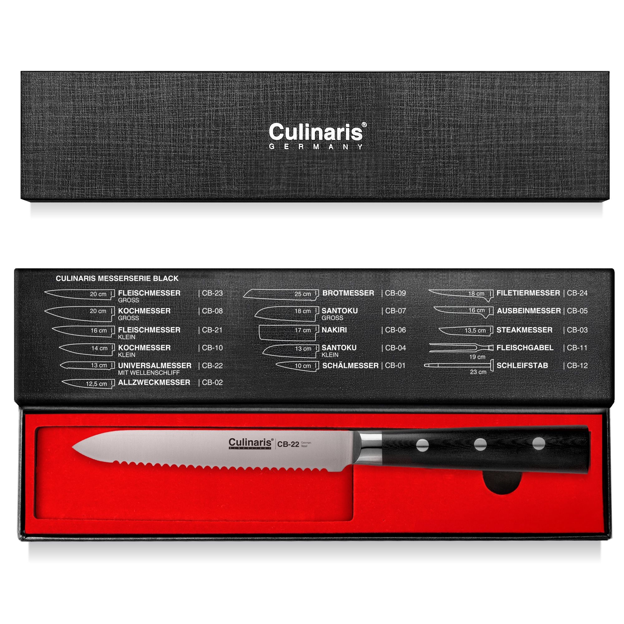 Serrated Utility Knife – Black Series – 13 cm – CB-22 | Culinaris