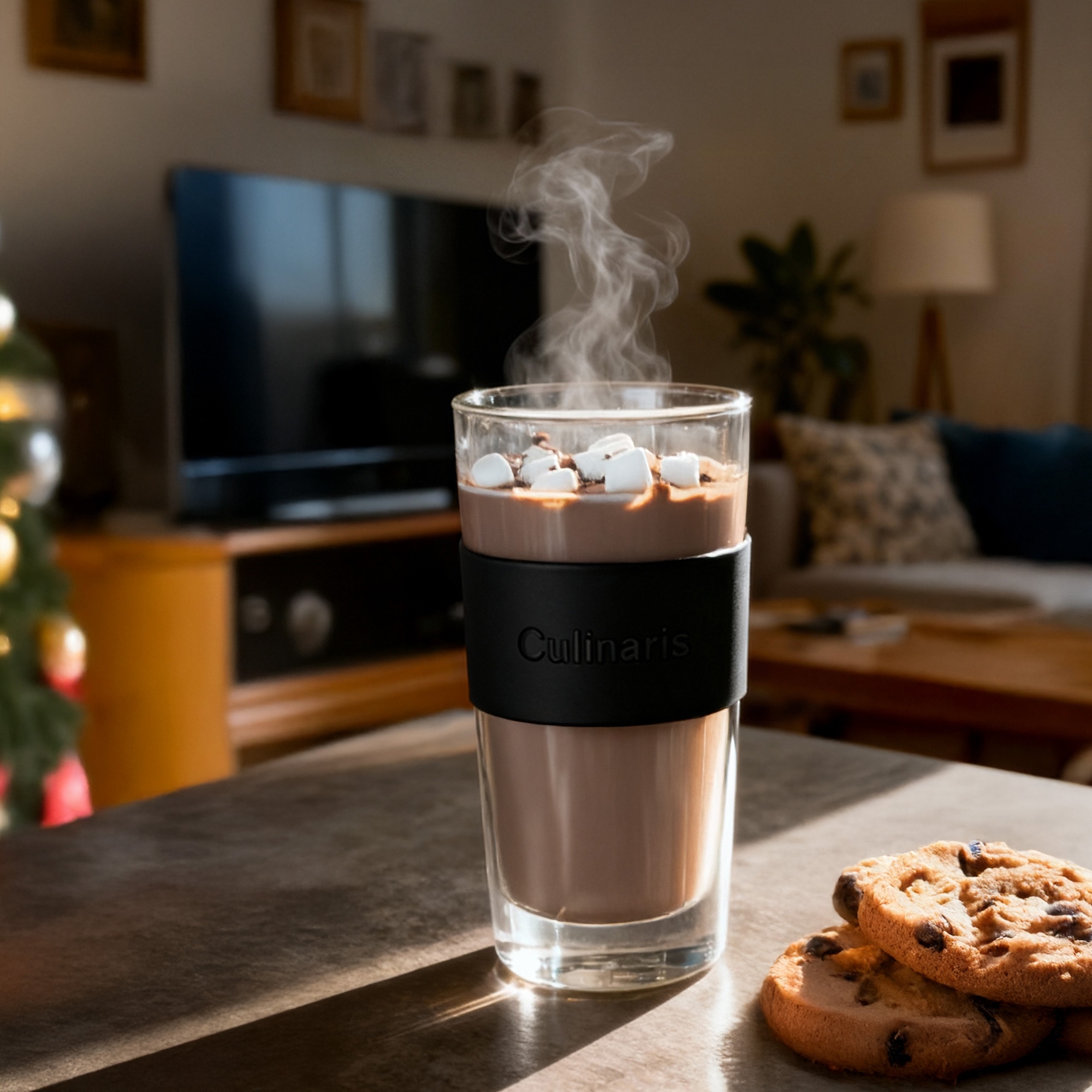 Glass mug - portare - 420 ml - black | Culinaris