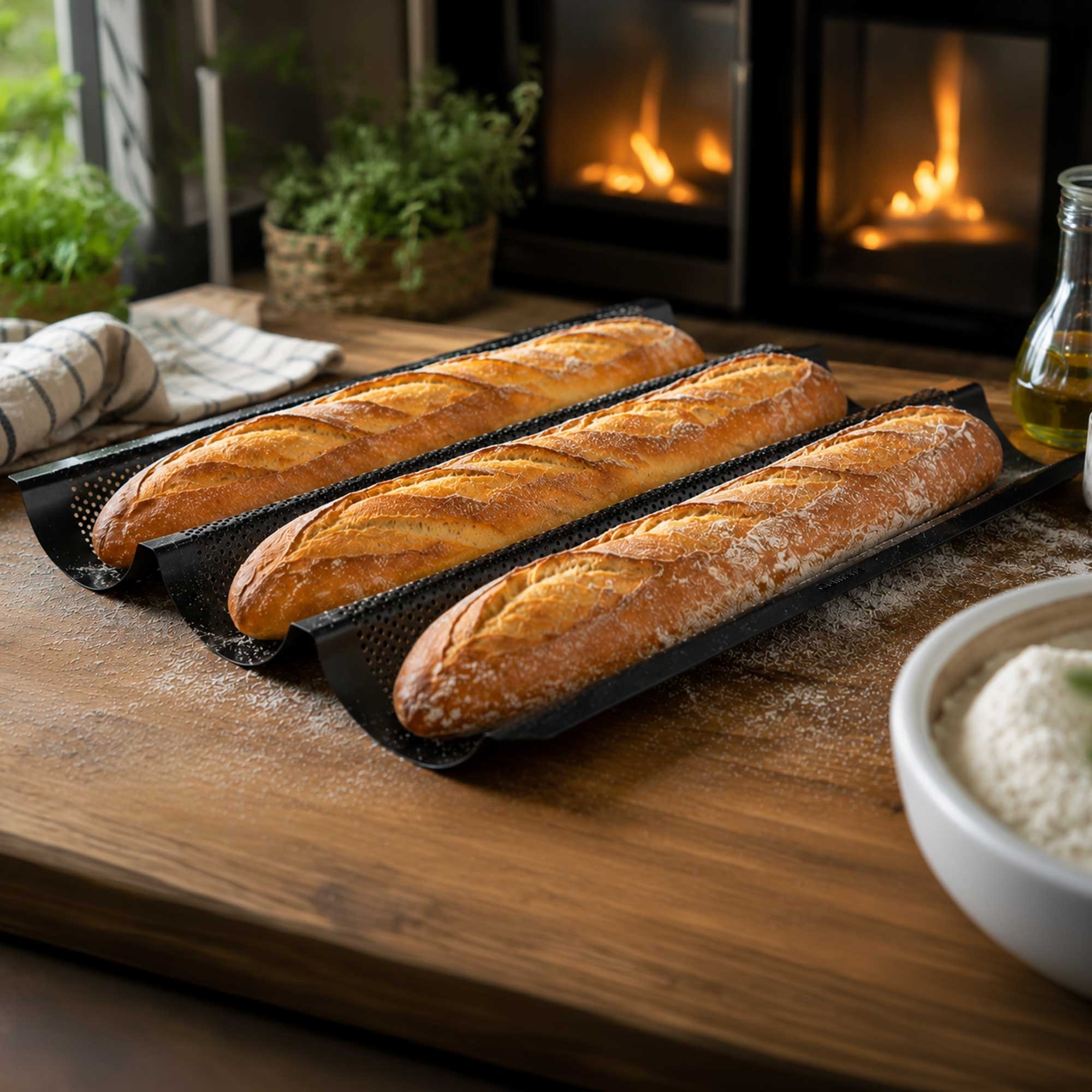Baguette Baking Tray - PADEIRO - for 3 | Culinaris