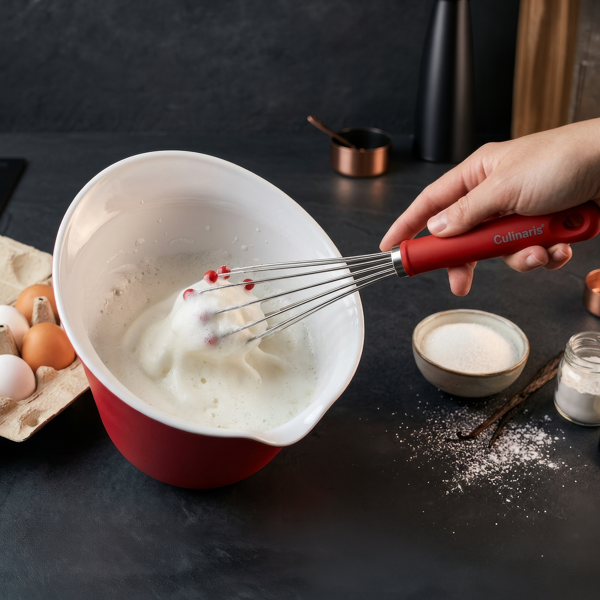 Ball Whisk - silicone - red | Culinaris